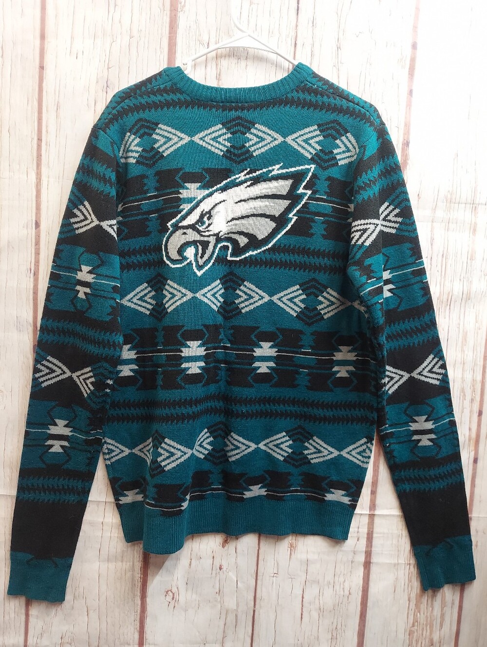 NFL Philadelphia Eagles Unisex Teal Fair Isle Pullover Crewneck Knit Sweater - Picture 15 of 16